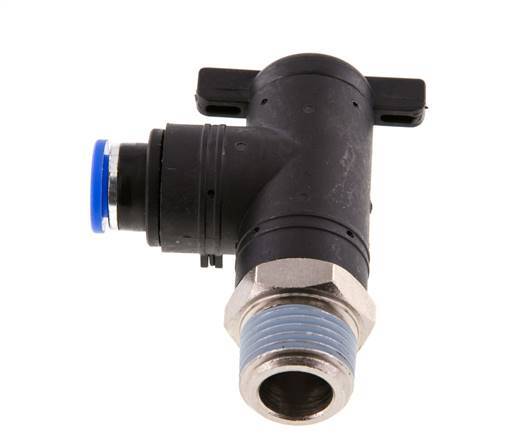 Robinet à bille coudé à 2 voies 10 mm - R1/2'' Plastique/laiton