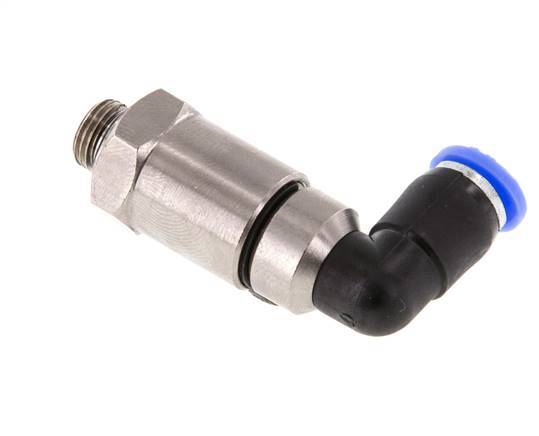 Coude 6mm & G1/8'' Joint rapide pivotant Filetages mâle Push-In Laiton nickele/PBT NBR Rotatif