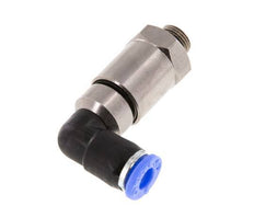 Coude 6mm & G1/8'' Joint rapide pivotant Filetages mâle Push-In Laiton nickele/PBT NBR Rotatif
