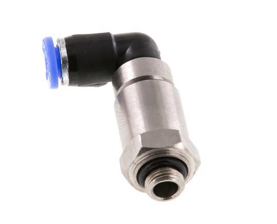 Coude 6mm & G1/8'' Joint rapide pivotant Filetages mâle Push-In Laiton nickele/PBT NBR Rotatif