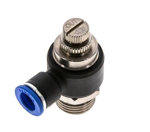 Coude de sortie du compteur du silencieux Flow Control 10 mm - G1/2'' Brass/PA 66