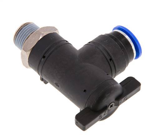 Robinet à bille coudé à 2 voies 12 mm - R3/8'' Plastique/laiton