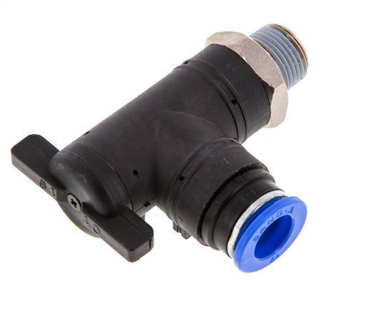 Robinet à bille coudé à 2 voies 12 mm - R3/8'' Plastique/laiton