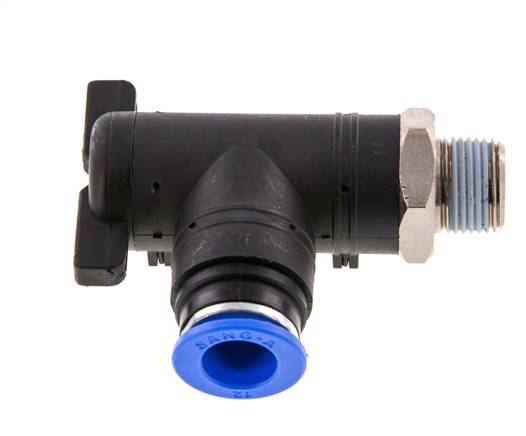 Robinet à bille coudé à 2 voies 12 mm - R3/8'' Plastique/laiton
