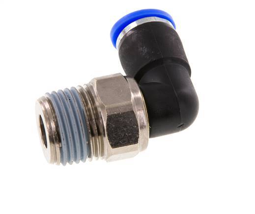 10mm & R1/2'' Elbow Swivel Joint Push-In-Male Threads Nickel-Plated Brass/PBT NBR Rotatable