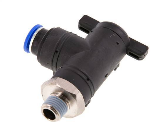 Robinet à bille coudé à 2 voies 10 mm - R1/4'' Plastique/laiton