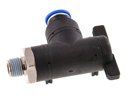 Robinet à bille coudé à 2 voies 10 mm - R1/4'' Plastique/laiton