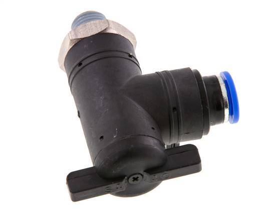 Robinet à bille coudé à 2 voies 10 mm - R1/4'' Plastique/laiton