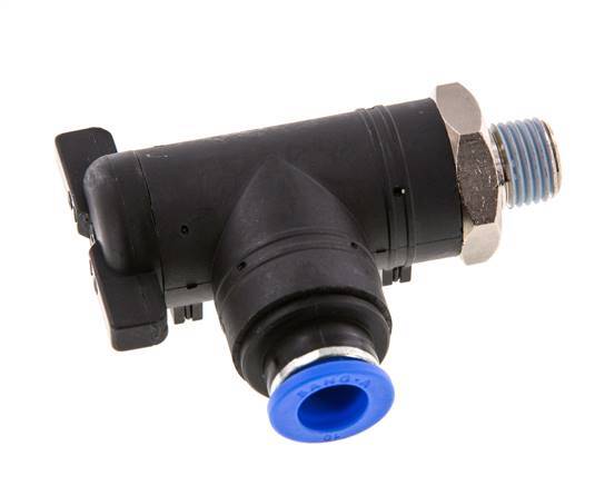 Robinet à bille coudé à 2 voies 10 mm - R1/4'' Plastique/laiton
