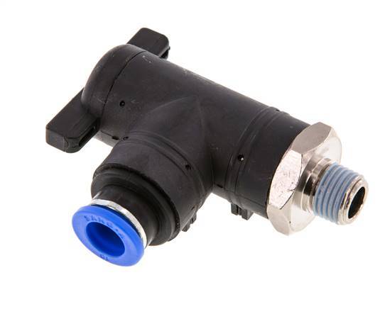 Robinet à bille coudé à 2 voies 10 mm - R1/4'' Plastique/laiton