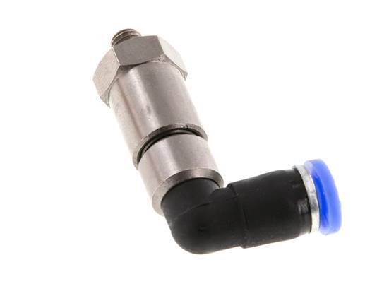 Coude 4mm & M5 Joint rapide pivotant Filets mâles à enfoncer Laiton nickele/PBT NBR Rotatif
