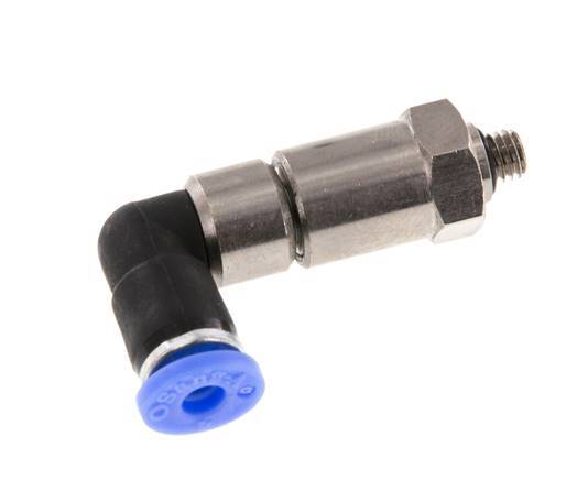 Coude 4mm & M5 Joint rapide pivotant Filets mâles à enfoncer Laiton nickele/PBT NBR Rotatif