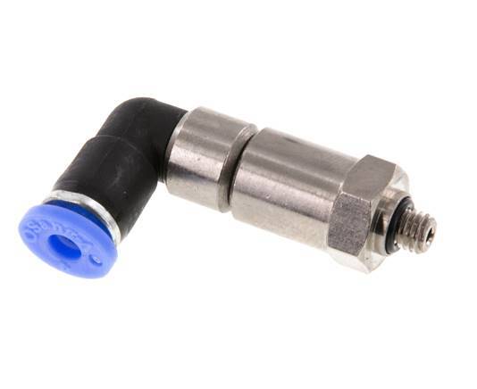 Coude 4mm & M5 Joint rapide pivotant Filets mâles à enfoncer Laiton nickele/PBT NBR Rotatif