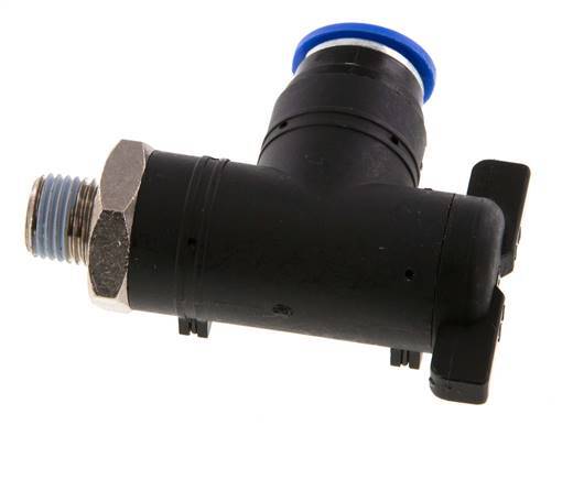 Robinet à bille coudé à 2 voies 12 mm - R1/4'' Plastique/laiton