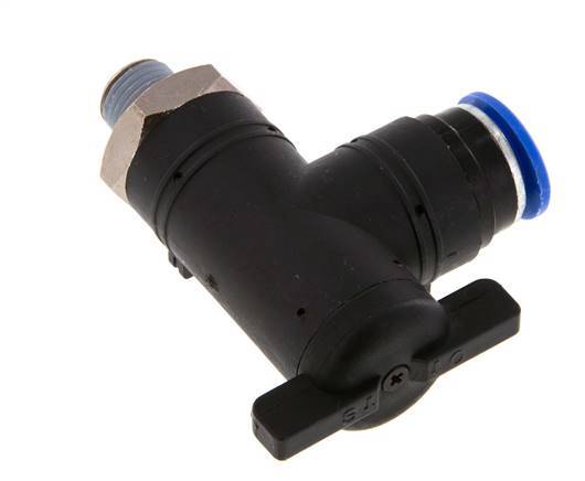 Robinet à bille coudé à 2 voies 12 mm - R1/4'' Plastique/laiton