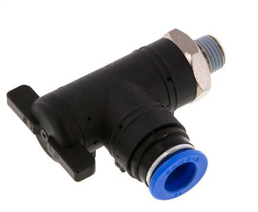 Robinet à bille coudé à 2 voies 12 mm - R1/4'' Plastique/laiton