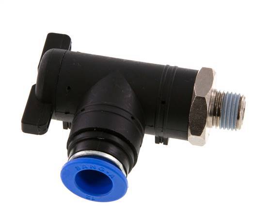 Robinet à bille coudé à 2 voies 12 mm - R1/4'' Plastique/laiton