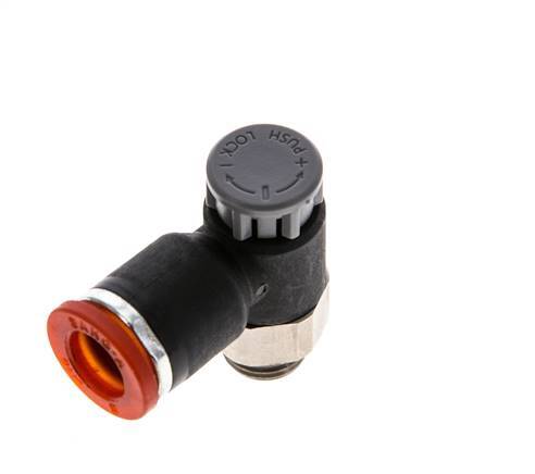 Flow Control Valve Meter-In Elbow 8 mm - G1/8'' Brass/PA 66 Locknut