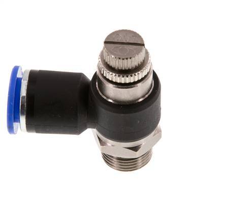 Coude de sortie du compteur du silencieux Flow Control 12 mm - G3/8'' laiton/PA 66