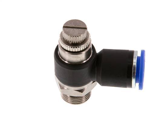 Coude de sortie du compteur du silencieux Flow Control 12 mm - G3/8'' laiton/PA 66