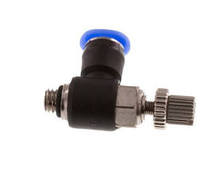 Coude de sortie de compteur du silencieux Flow Control 4 mm - M5 laiton/PBT