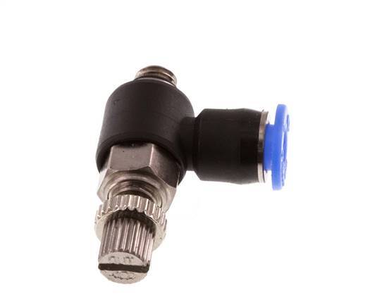 Coude de sortie de compteur du silencieux Flow Control 4 mm - M5 laiton/PBT