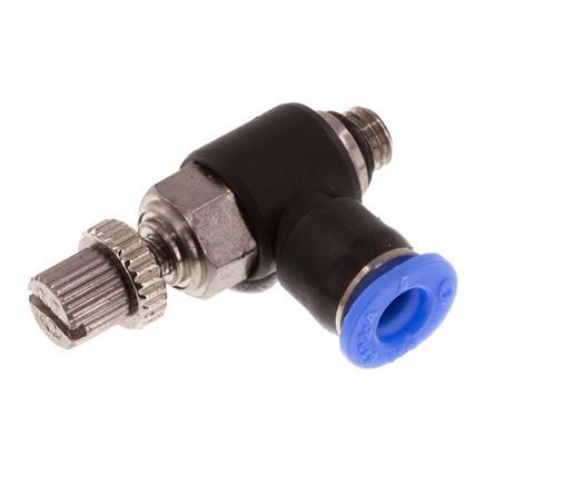 Coude de sortie de compteur du silencieux Flow Control 4 mm - M5 laiton/PBT