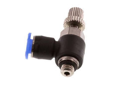 Coude de sortie de compteur du silencieux Flow Control 4 mm - M5 laiton/PBT