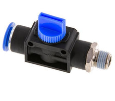 Vanne manuelle d'arrêt à 3/2 voies 12 mm - R1/4'' plastique/laiton Ventilation côté tube