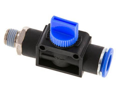 Vanne manuelle d'arrêt à 3/2 voies 12 mm - R1/4'' plastique/laiton Ventilation côté tube