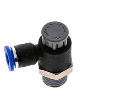 Flow Control Valve Meter-Out Elbow 6 mm - R1/4'' Brass/PA 66 Locknut