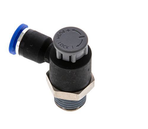 Flow Control Valve Meter-Out Elbow 6 mm - R1/4'' Brass/PA 66 Locknut
