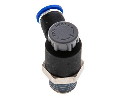 Flow Control Valve Meter-Out Elbow 6 mm - R1/4'' Brass/PA 66 Locknut