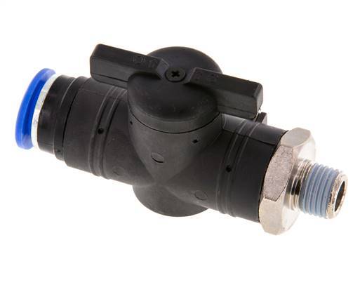 Vanne à boule droite à 2 voies 12 mm - R1/4'' plastique/laiton