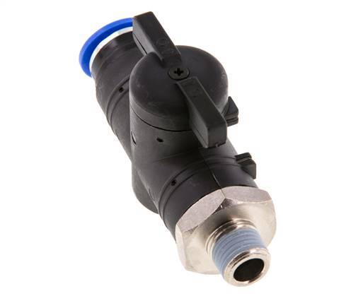Vanne à boule droite à 2 voies 12 mm - R1/4'' plastique/laiton
