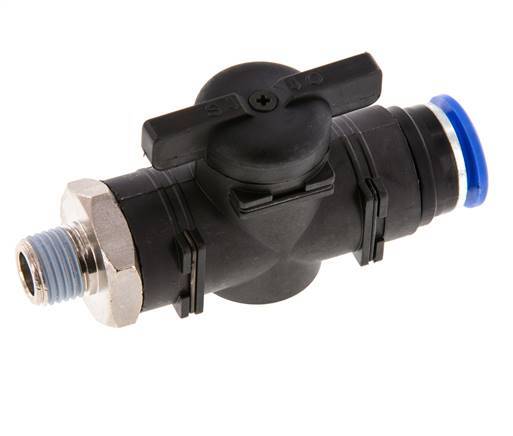 Vanne à boule droite à 2 voies 12 mm - R1/4'' plastique/laiton
