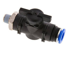 Vanne à boule droite à 2 voies 12 mm - R1/4'' plastique/laiton