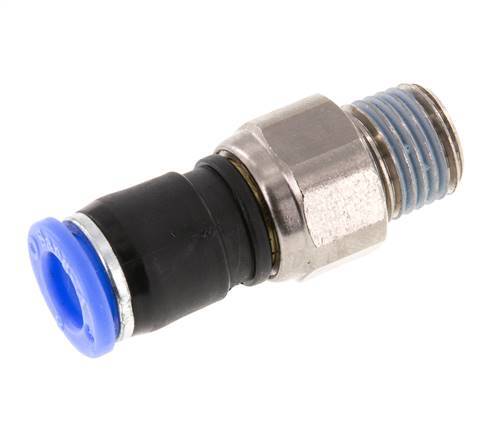 8mm & R1/4'' Joint articulé Filetages mâles à enfoncer Laiton nickelé/PBT NBR Rotatif