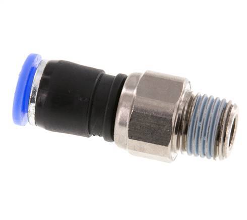 8mm & R1/4'' Joint articulé Filetages mâles à enfoncer Laiton nickelé/PBT NBR Rotatif