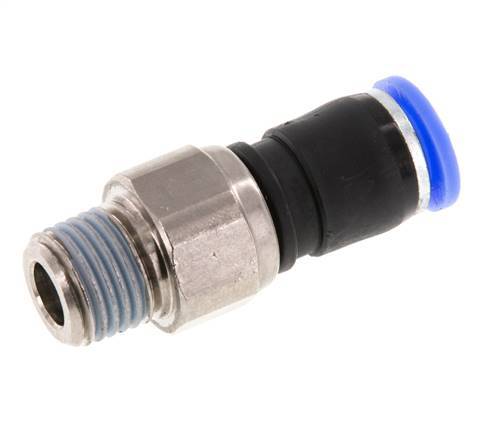 8mm & R1/4'' Joint articulé Filetages mâles à enfoncer Laiton nickelé/PBT NBR Rotatif