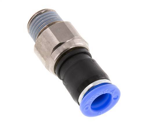8mm & R1/4'' Joint articulé Filetages mâles à enfoncer Laiton nickelé/PBT NBR Rotatif