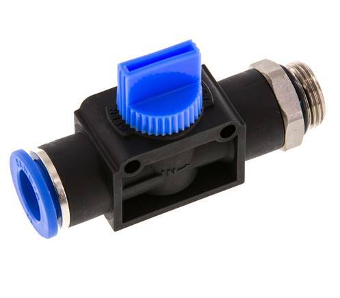 Vanne manuelle d'arrêt à 3/2 voies 12 mm - G3/8'' plastique/laiton Filetage côté ventilation