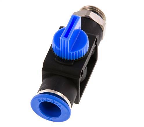 Vanne manuelle d'arrêt à 3/2 voies 12 mm - G3/8'' plastique/laiton Filetage côté ventilation