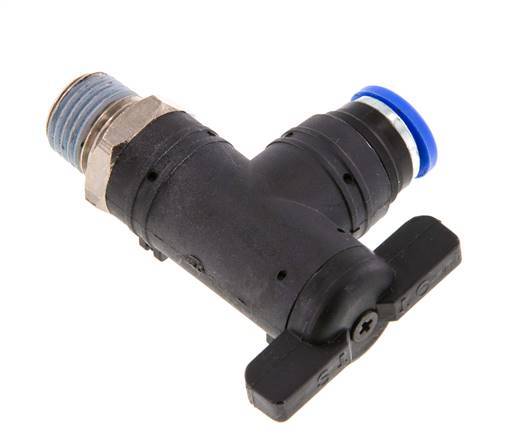 Robinet à bille coudé à 2 voies 8 mm - R1/4'' Plastique/laiton