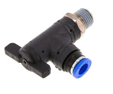 Robinet à bille coudé à 2 voies 8 mm - R1/4'' Plastique/laiton