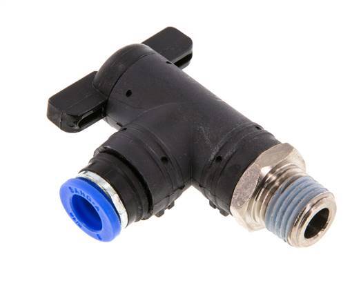 Robinet à bille coudé à 2 voies 8 mm - R1/4'' Plastique/laiton