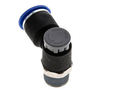 Flow Control Valve Meter-Out Elbow 12 mm - R3/8'' Brass/PA 66 Locknut