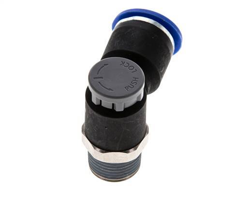 Flow Control Valve Meter-Out Elbow 12 mm - R3/8'' Brass/PA 66 Locknut