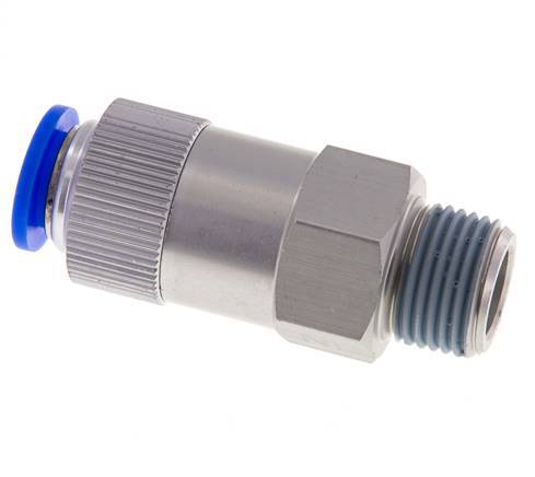 Clapet anti-retour à poussoir 12 mm et R1/2'' mâle en aluminium, filetage 0,2-10 bar (3-145psi) - tuyau flexible
