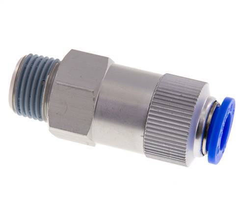 Clapet anti-retour à poussoir 12 mm et R1/2'' mâle en aluminium, filetage 0,2-10 bar (3-145psi) - tuyau flexible